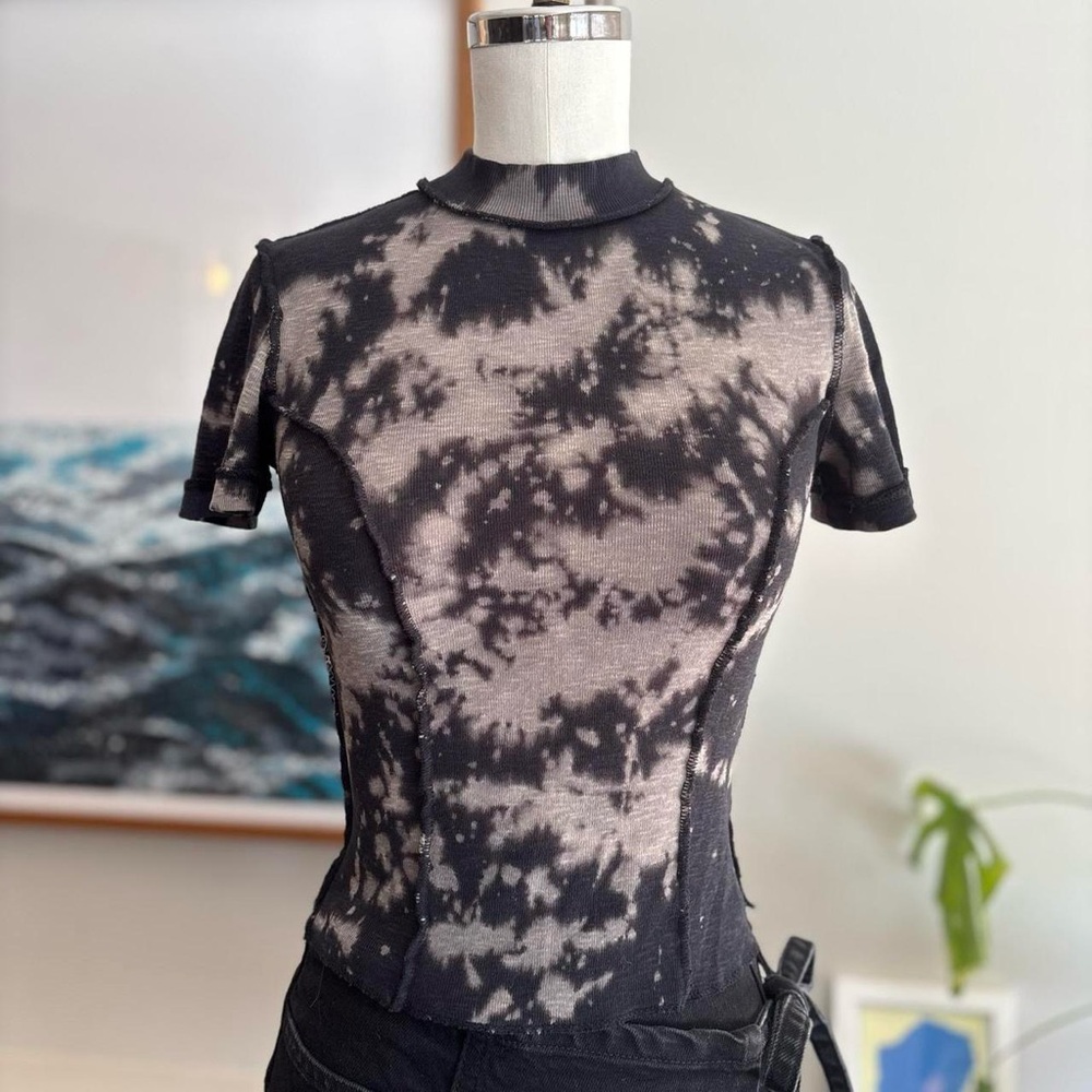BDG Black and Gray Tie-Dye Bodysuit